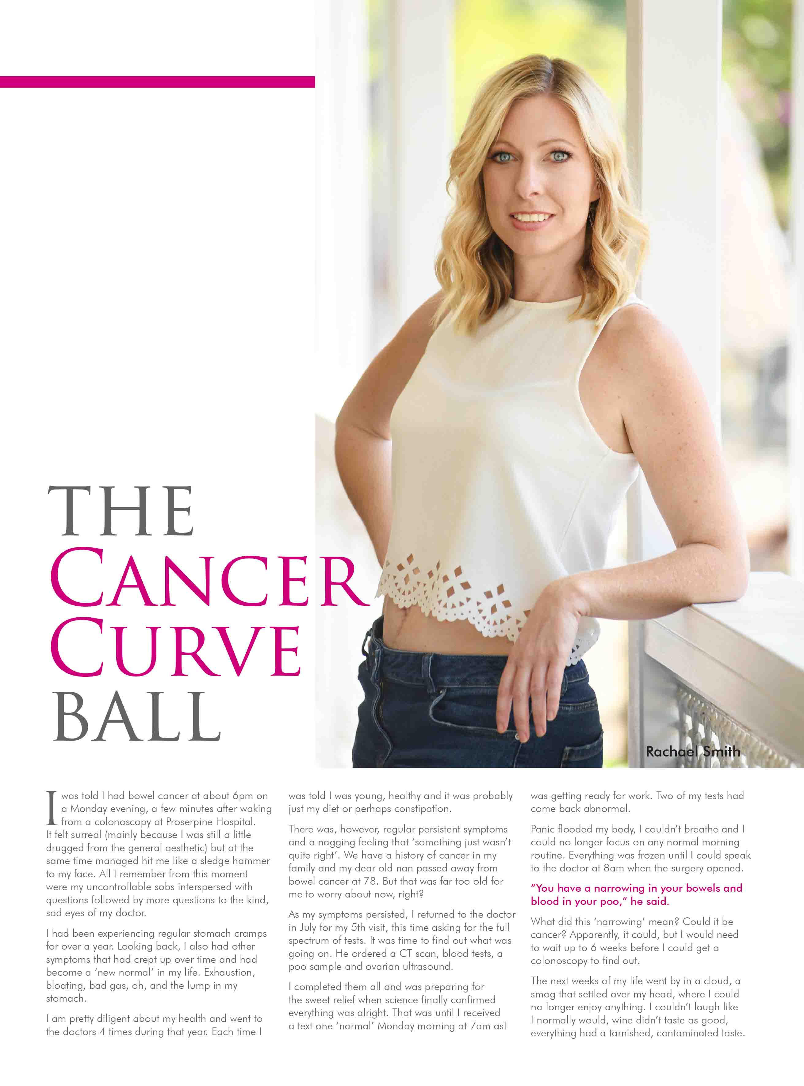 Core Magazine's Managing Editor, Rachael Smith, shares her cancer journey.